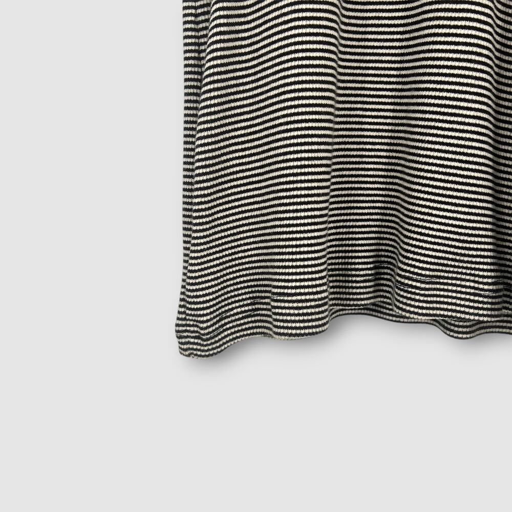 Vintage 90s Nistka Black White Stripe Ribbed Cotton Mini Polo Dress Small - Picture 3 of 5